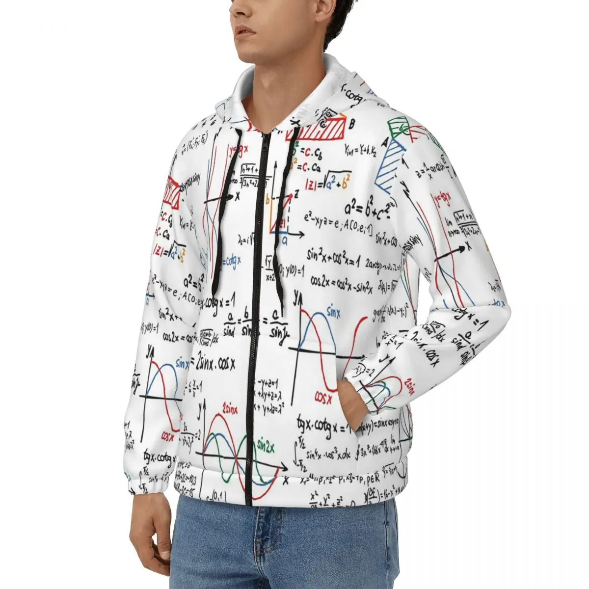 Mathematics Formulas Numbers Zipper Hoodies Harajuku Pullover Autumn Winter Men's Women's Sweatshirt Long Sleeve Tops