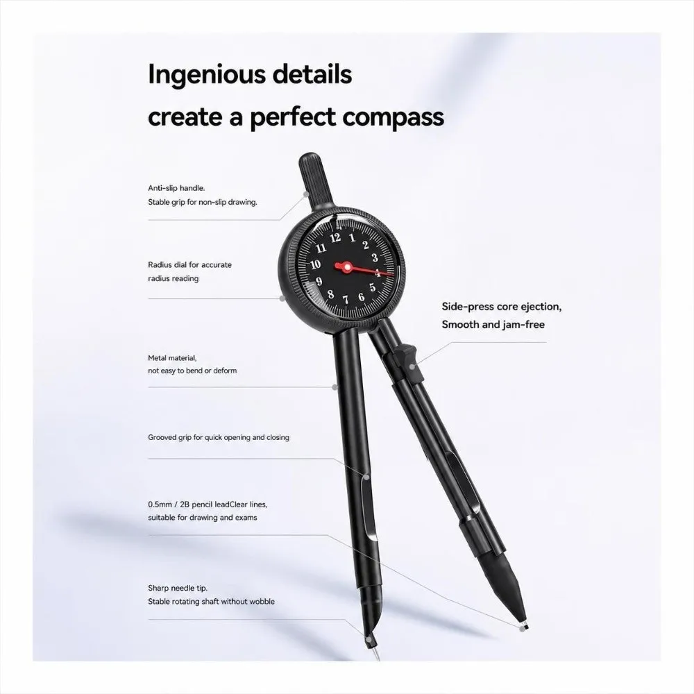 Push-Button Control Digital Display Compass ABS Integrated Ruler High-Precision Pointer Radius Pointer Compass