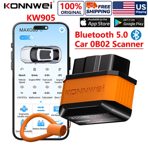 2025 KONNWEI KW905 OBD2 Bluetooth 5.0 ELM327 V1.5 Car Diagnostic tool Engine Fault Code Reader Scanners For Android/IOS ELM 327 OBD 2