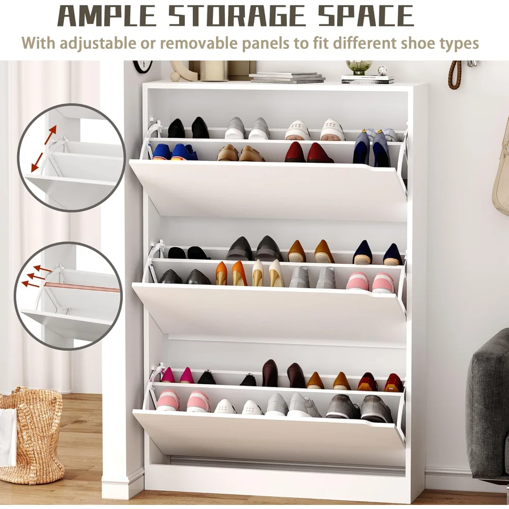 

Shoe Storage Cabinet with 3 Flip Drawers, for Entryway, Shoe Cabinets