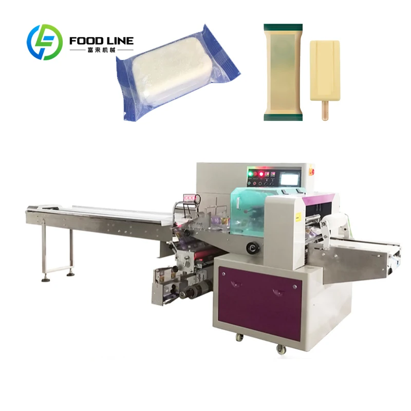 Bread Vegetable Cookie Mooncake Wrapping Pillow Packing Machine PLC Intelligent Control For Ice Cream Popsicle Bag Wrapping