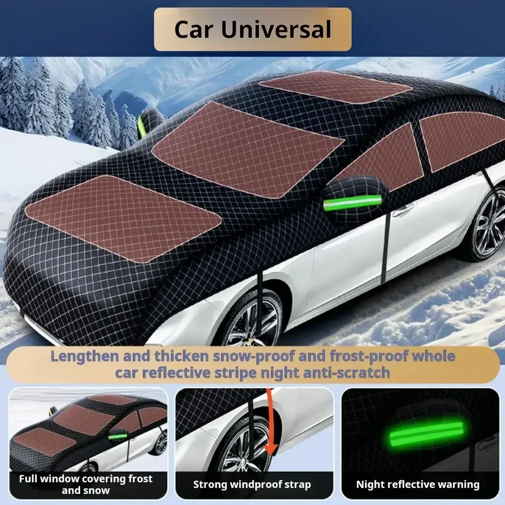Winter car snow cover, universal foldable antifreeze car cover, simple installation car sunshade, snow and rain cover