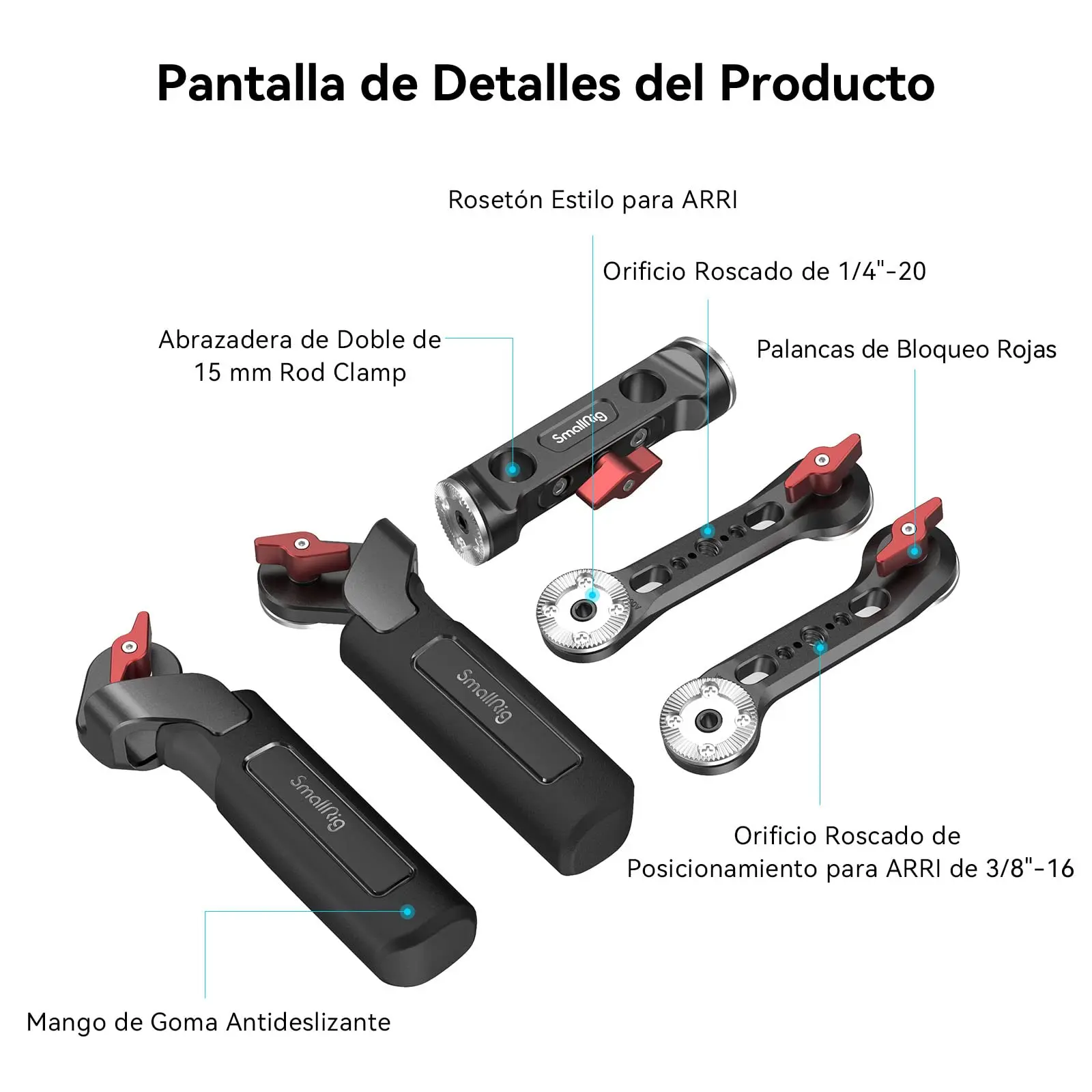 SmallRig 15mm Rod Clamp Extension Arm ARRI Rosette Shoulder Double Handle Professional Shoulder Rig Handle Kit