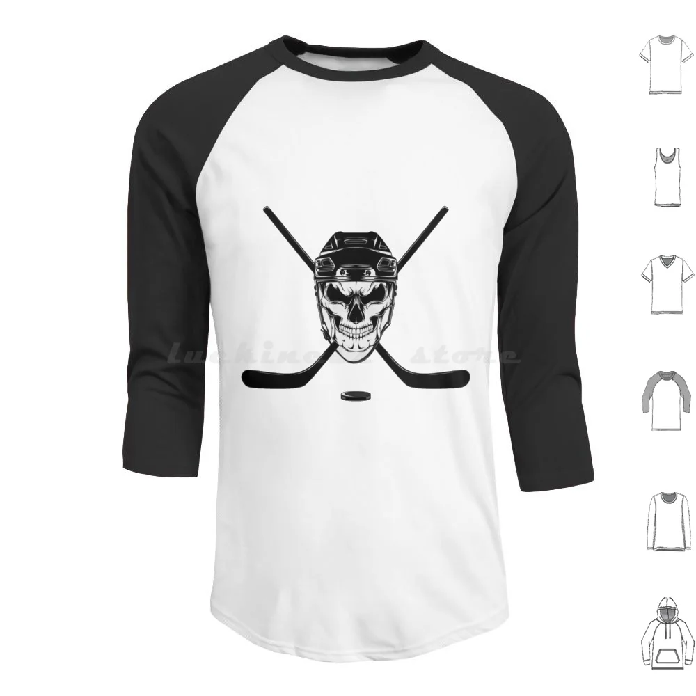 Skull Hockey Lover Gift Hockey Hoodies Long Sleeve Skull Love Lover Lovers Sport Ice Cricket Ice Hockey Field Hockey