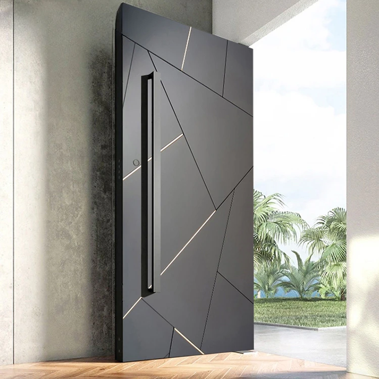 Home luxury design black entrance steel safety door in front of entrance