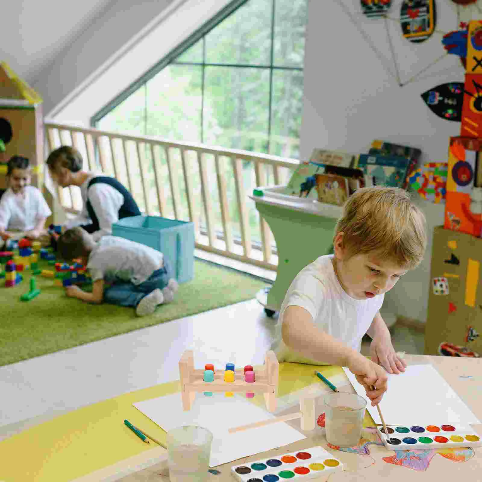 Martillo de madera, juguete, reloj de reconocimiento, juego de taladrar, suministro educativo preescolar, habilidades motoras finas, tiempo de agarre para bebé, cognición