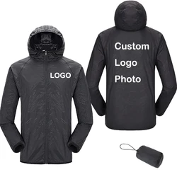 DIY Custom Logo Männer Frauen Dünne Wasserdichte jacke Sonnenschutz Jacke Outdoor Sport Mäntel Anti UV Windjacke Wandern Jacke