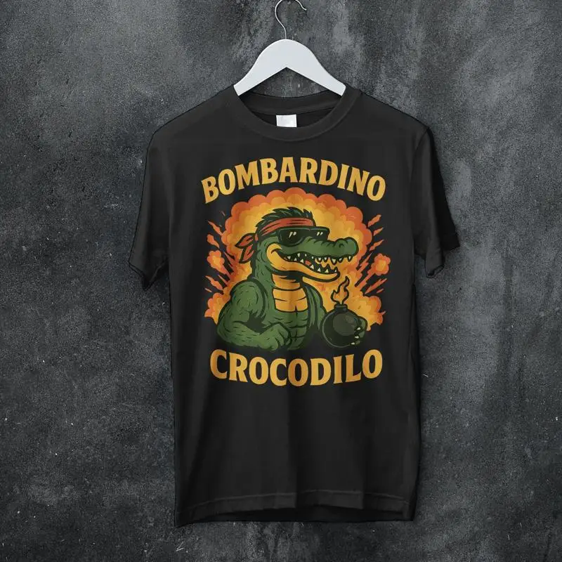 Bombardino crocodilo meme italiano divertido Brainrot bootleg camiseta de moda Trulalero Trulala crocorino