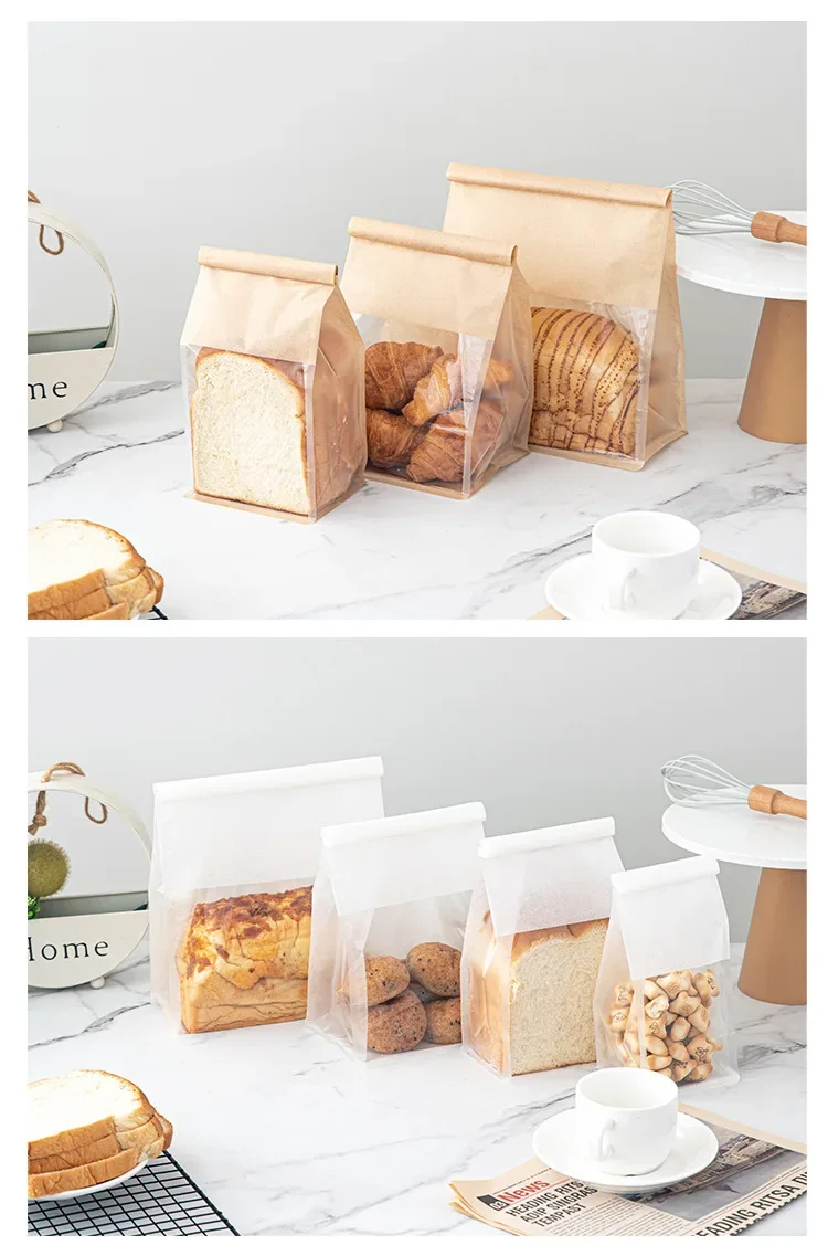 10–50 Stück Toastbeutel in 4 Größen, Verpackungsbeutel, selbstdichtender Brotbeutel, Draht, gerollter Rand, Backen, transparenter Keks-Kuchenbeutel, versiegelter Tee – Detail 3