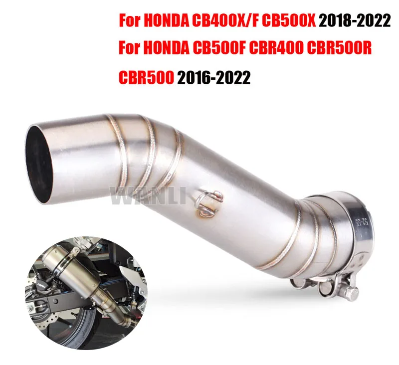 For Honda CB400 CBR400 CB500F CB500X CBR500 CBR500R 2016 - 2022 Motorcycle Exhaust Escape Moto mid Link Pipe 51mm Muffler