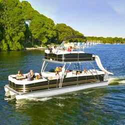 Pontoon Boat PBD-25 Double Decker Seagrass Fishing Furniture Party Boat Family Entertainment Luxury Aluminum with Motor