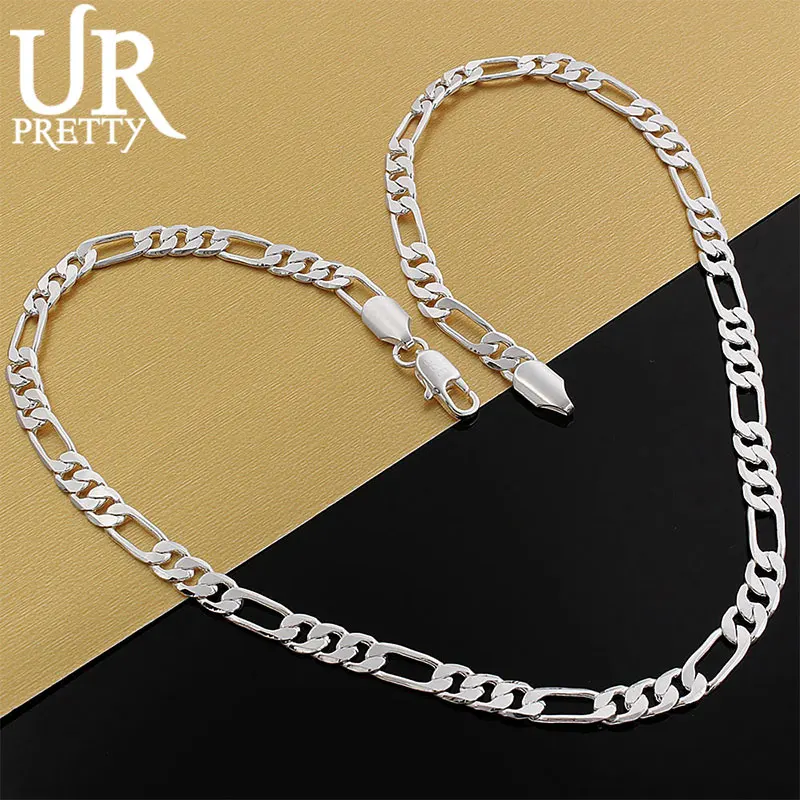 

URPRETTY 925 Silver Necklace Three Rooms One Ferrero Necklace Silver Chain Men&Women Silver Necklace Fashion Classic Jewelry 6MM