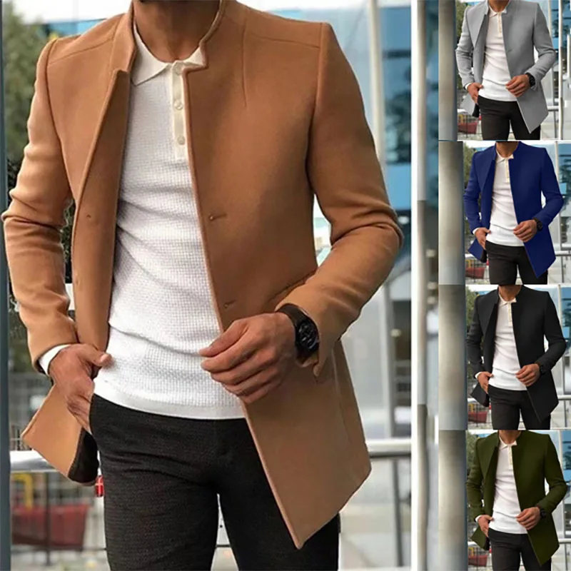 

2023 Autumn/winter Casual Men's New Solid Color Slim Fit Coat Jacket