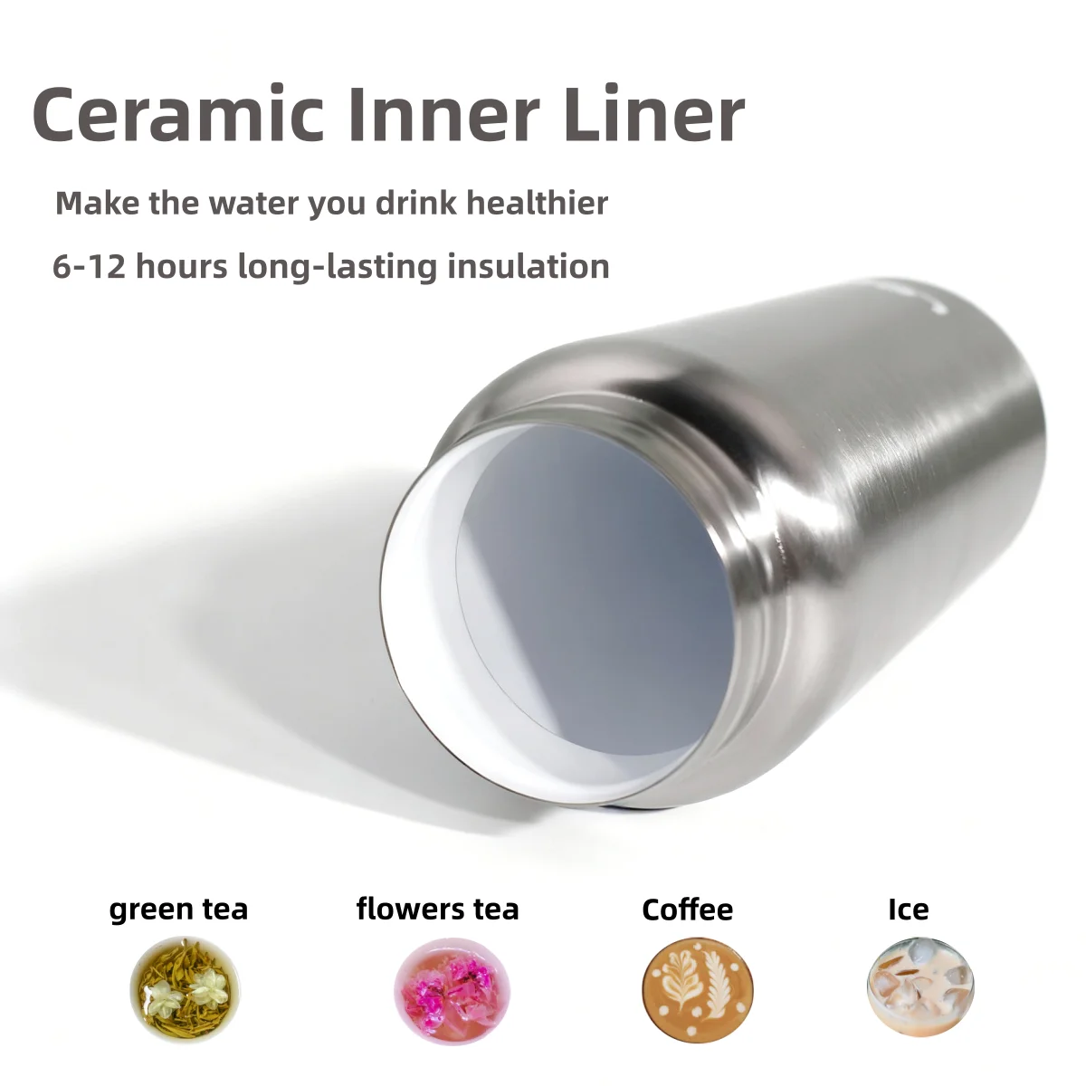 Bouteille de voyage isolée avec revêtement en céramique en acier inoxydable de 350 à 750 ml pour le cyclisme, le thé et le café - Thermos durable pour les sports de plein air