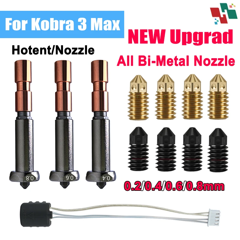 

Upgrade Nozzle For Anycubic Kobra 3 Max Hotend Kobra 3 Max Nozzle Throat 0.4mm 0.6mm 0.8mm Replaceable Nozzles