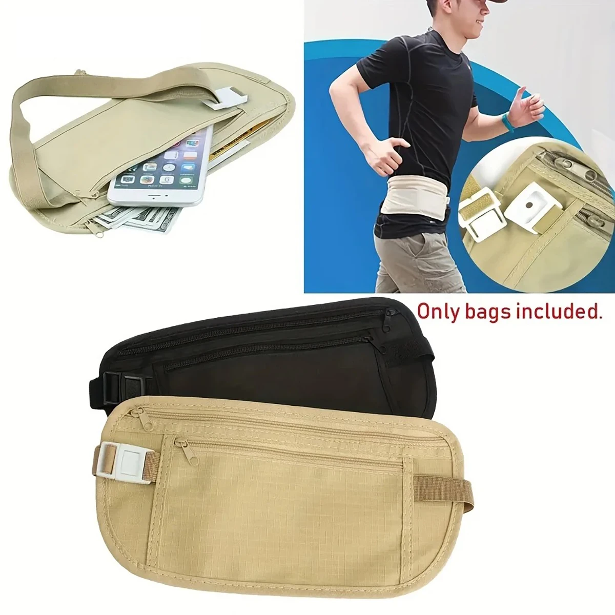 Sport Running Wais Bag Invisible Travel Waist Packs Pouch For Passport Money Belt Bag Hidden Security Wallet Gift Pack Money Bag