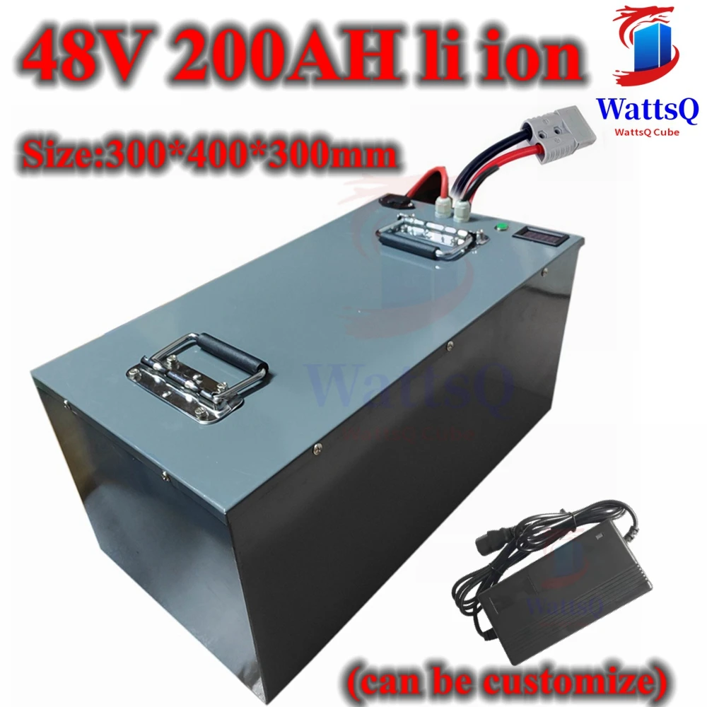 waterproof lithium ion 48V 200AH li ion with 120A BMS for 7000w scooter bike EV inverter Solar energy storage + 15A charger