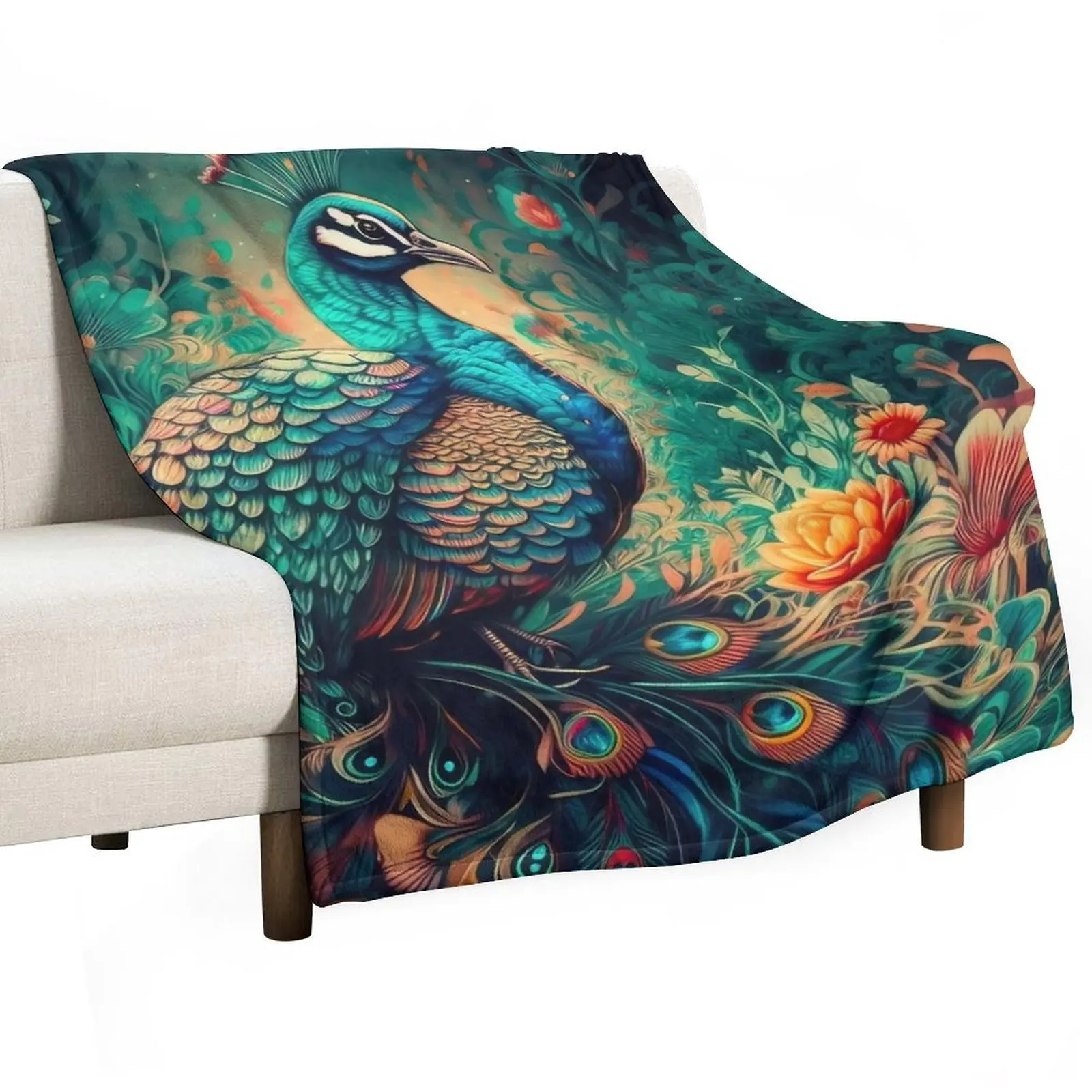 

Peacock Throw Blanket Tourist Blankets Sofas Of Decoration Blankets