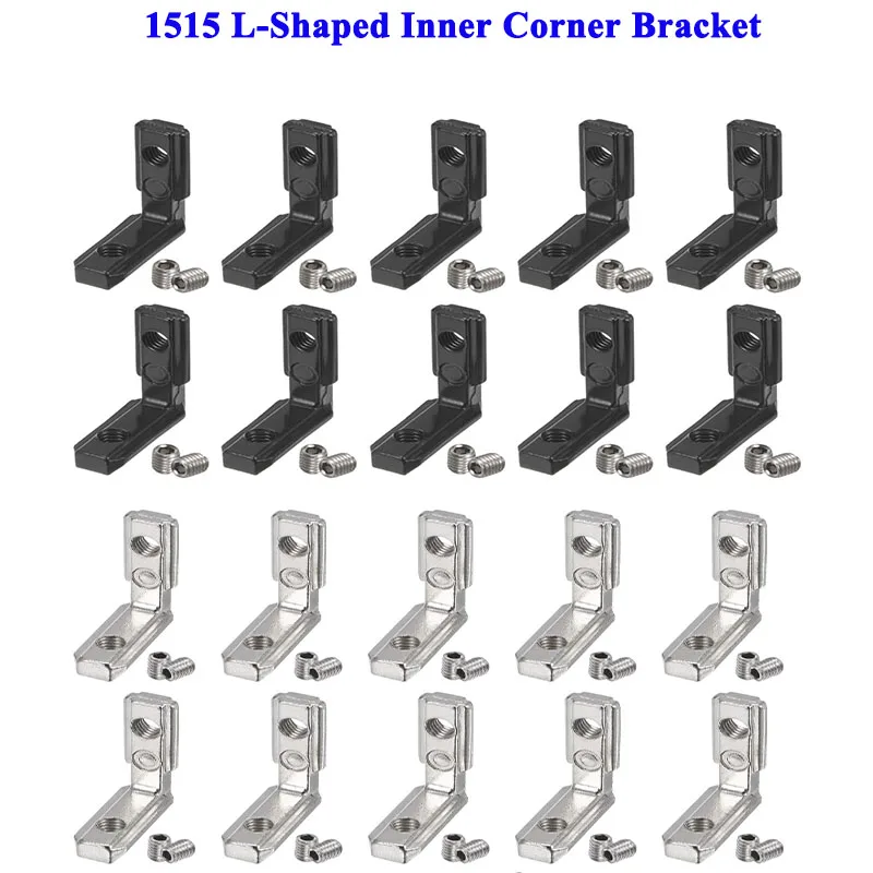 10pcs/Pack 1515 T Slot L Shape Interior Corner Connector Joint Bracket with M4 screws for 1515 EU Aluminum Profile 1.5