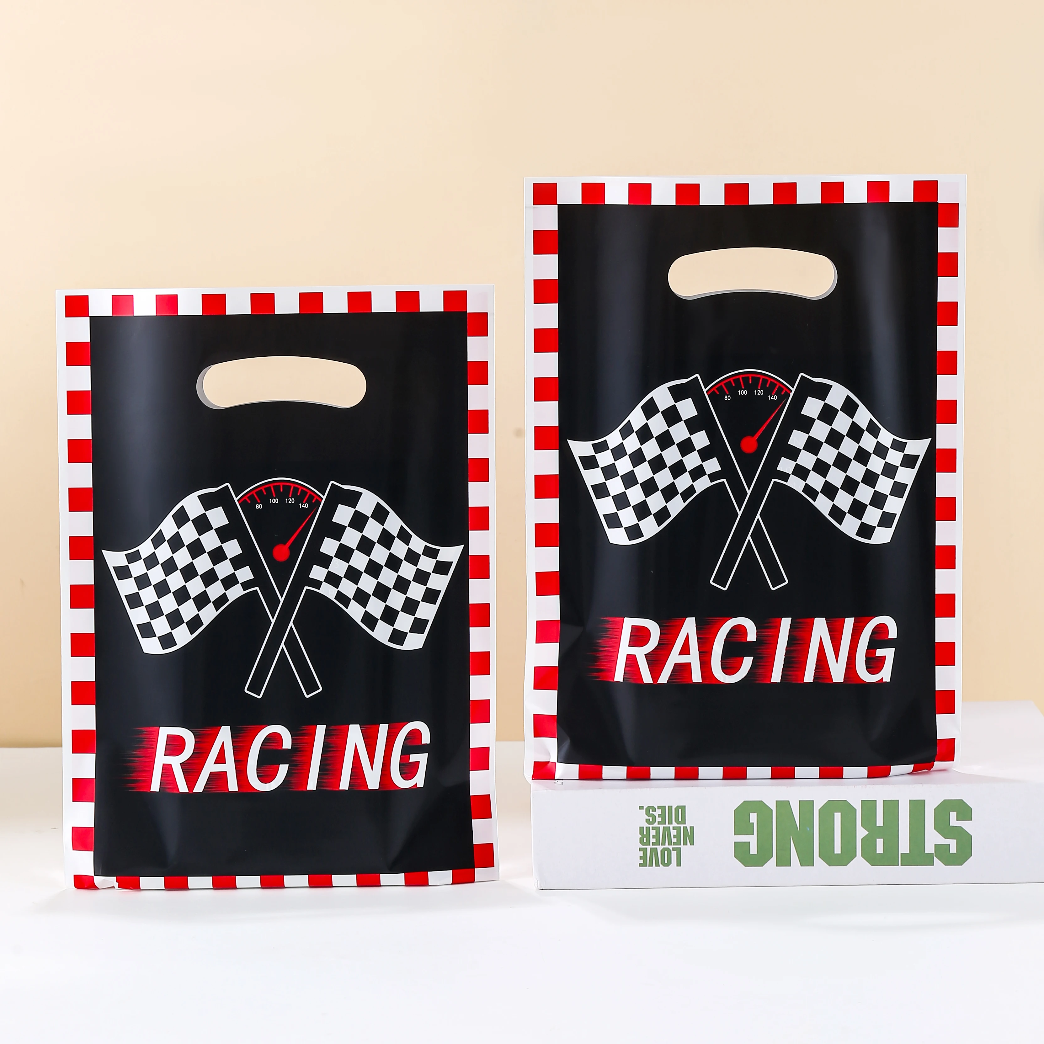 10/25/50pcs Racing Party Favor Bags, Plastic Tote Bags, Birthday Decorations, Car Event Party Decorations
