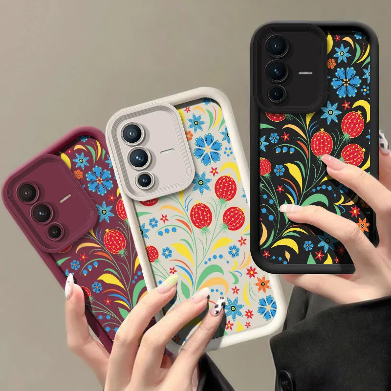 Flower Phone Case For Vivo V70 FE V60 Lite V50 V40 Pro V27 V25 V23 V20 V21 V30 SE V30E V29E Shockproof Silicone Matte Cover