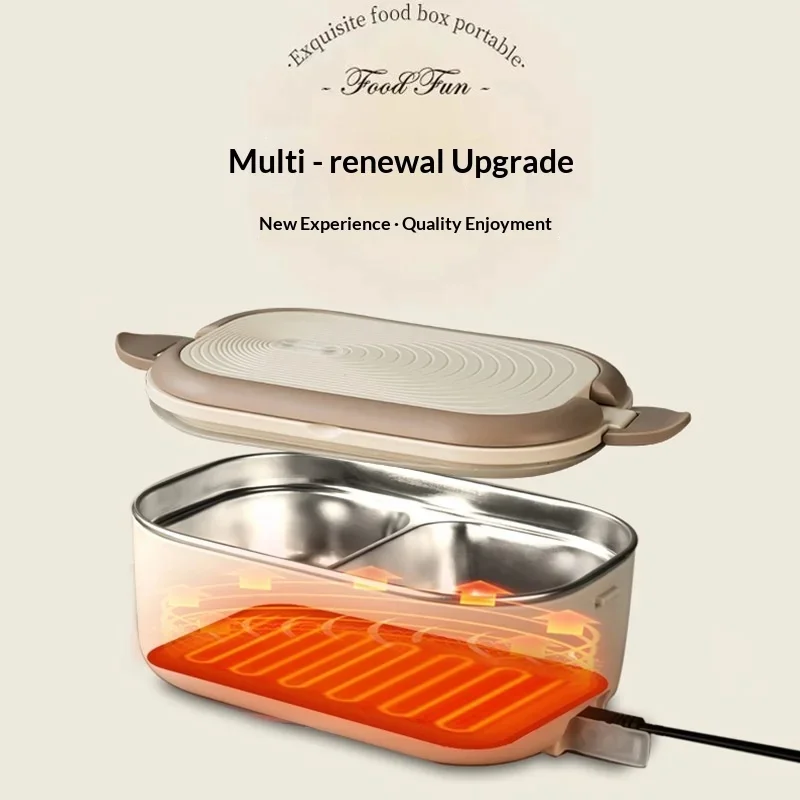 Electric Heated Lunch Box No Water Needed Plug-In Insulated Office Workers Constant Temperature Heating Stainless Steel 304