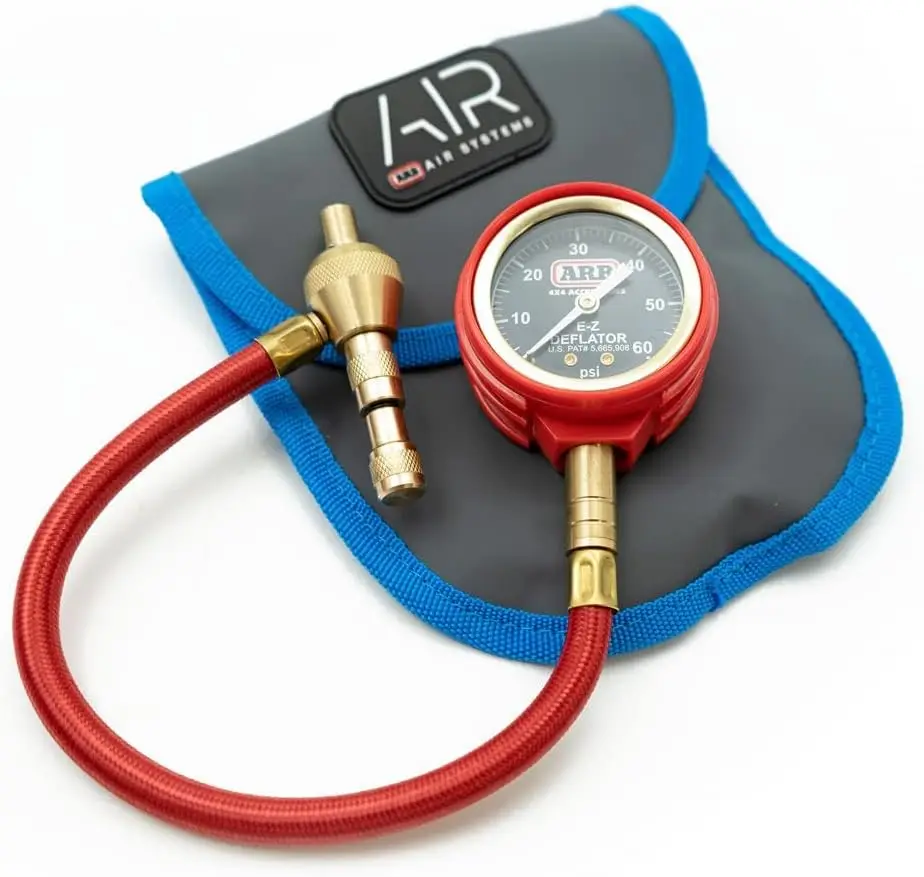 

10-60 PSI Tire Pressure Gauge with Rapid Air Down Kit and Recovery Pouch for Offroad Use