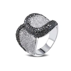 Broken code clearance! Fashion Jewelry Black Mix White color Cubic zircon Lovely Ring For Women