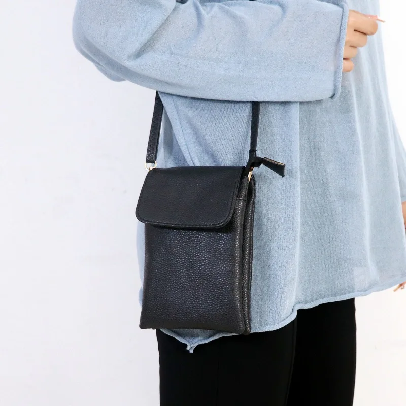 Women Leather Crossbody Phone Bag Small Shoulder Bag Double Zipper Wallet Multi Pocket Card Holder Mini Messenger Bag image 4