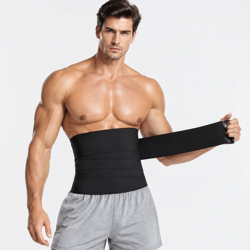 CHUANGERM Men Neoprene Sauna Sweat Waist Trainer Wrap Belt Tummy Control Slimming Body Shaper Fat Burn Weight Loss Corset