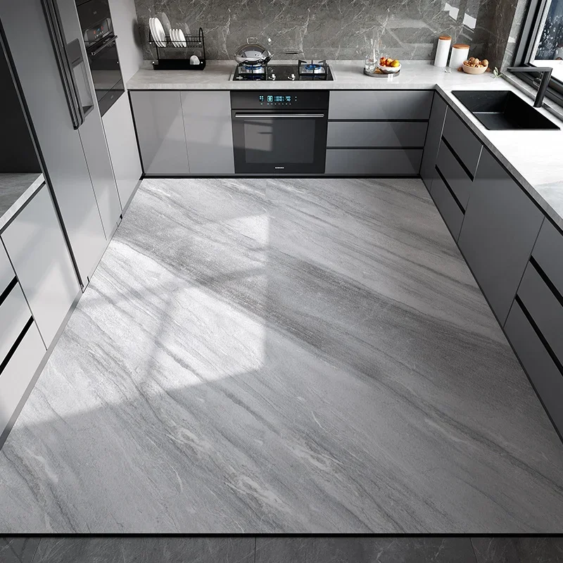 Kitchen Floor Mat Waterproof Non-slip Oil-resistant Leather Carpet PVC Large Size Imitation Marble Geometric Rug Home Decora Mat