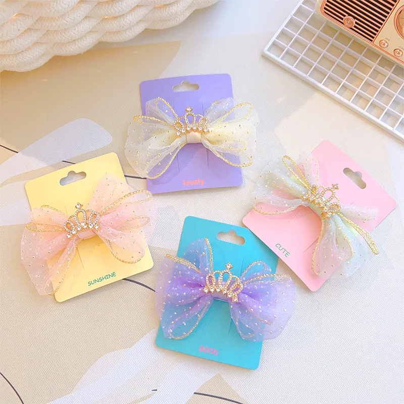 

Korean Style Sweet Kids Hair Clips 3D Bowknot Crown Barrettes for Baby Girls Toddlers Cute Hair Accessories Side Bangs Clips