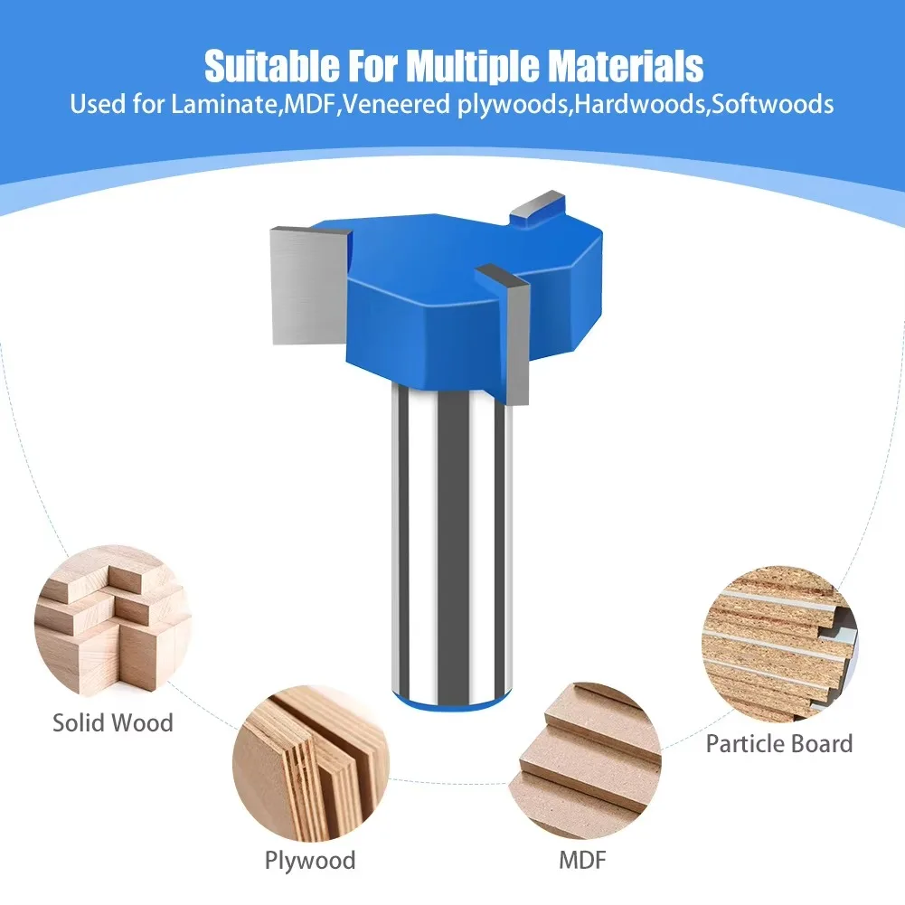1 PC 12mm 1/2in Shank T-Slot Router Bit T Type Slotting Cutter with Bearing Z3 Rabbeting Milling Cutter Woodworking Tools