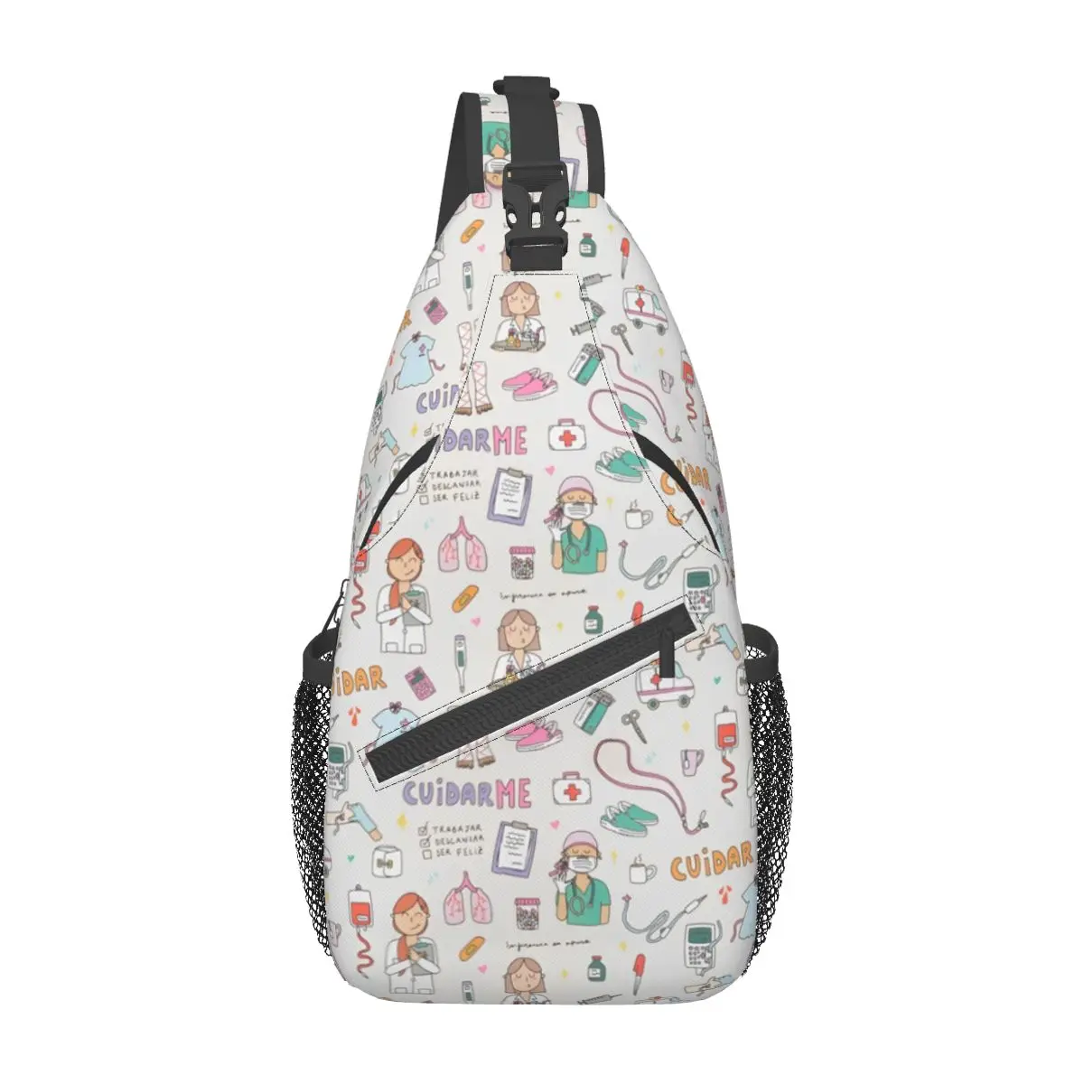 Mochila de hombro con estampado médico, bolso cruzado de pecho con diseño divertido para Enfermera