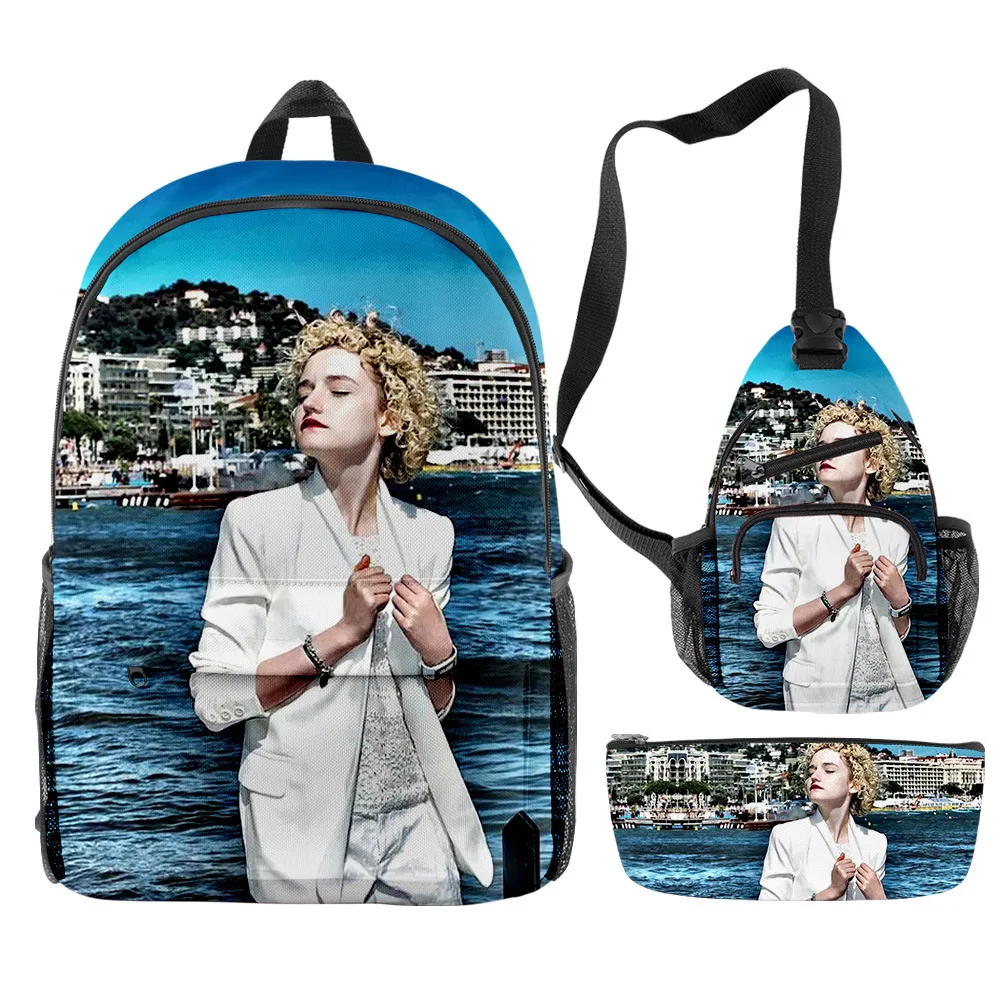 Hip Hop Popular Funny Julia Garner 3D Print 3pcs/Set pupil School Bags Travel Laptop Backpack Chest Bag Pencil Case