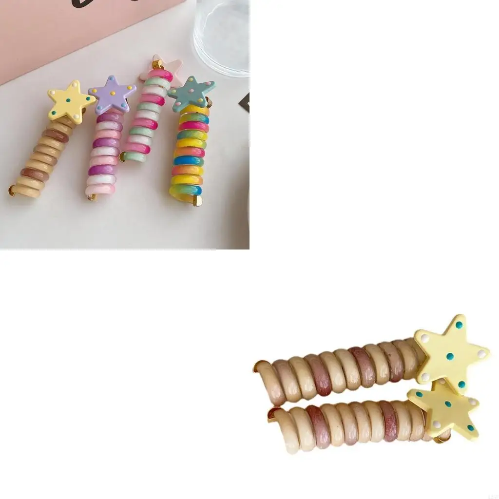 

Fashionable Kids Hair Accessories Rainbow Star Telephone Cord Hair Rope Hairband 425F