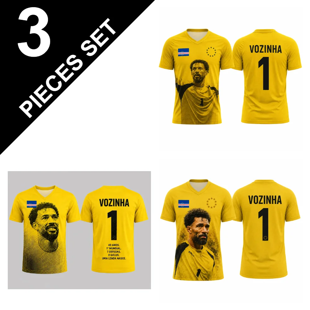 Cape Verde Vozinha #1 Goalkeeper Jersey T-Shirt, Men's Lightweight Breathable Soccer Fan Tee, Summer Sports Shirt