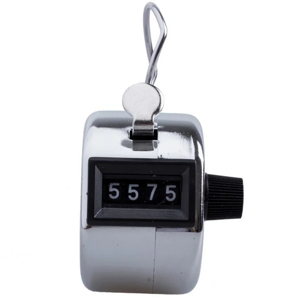 Hand Digital Counter with Metal Lap Tally Counter Handheld Clicker 4 Digits Chrome Golf People Counting  4-digit Counters