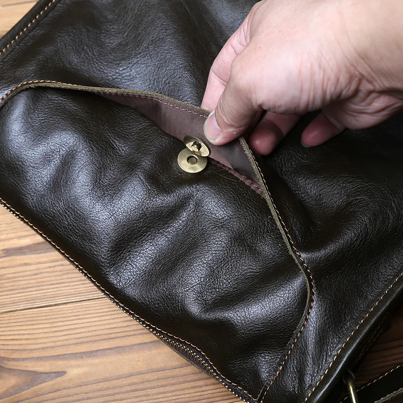 Nzpj Vintage Echt leder Herren Umhängetasche natürliche Rindsleder Umhängetasche lässig Herren Rucksack für 11 Zoll iPad – Detail 13
