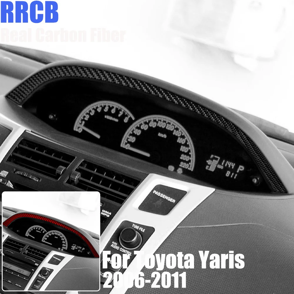 Real Carbon Fiber Car Accessories Dashboard Speedometer Trim Cover Soft Sticker For Toyota Yaris 2006 2007 2008 2009 2010 2011