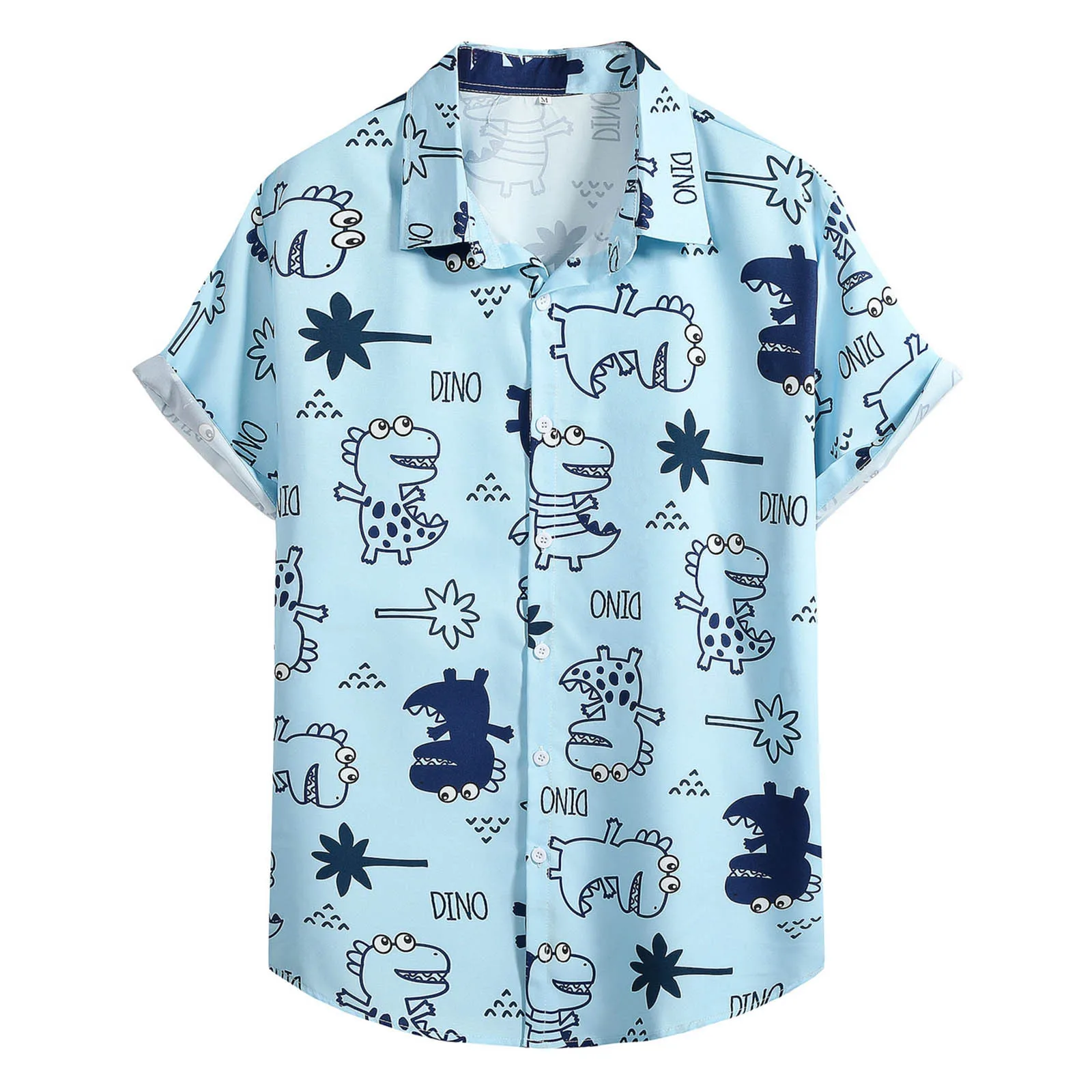 Mens Summer Fashion Casual Print Seaside Beach Lapel Button T Oversized Casual Shirt Print Camisa Social dress shirt Holiday