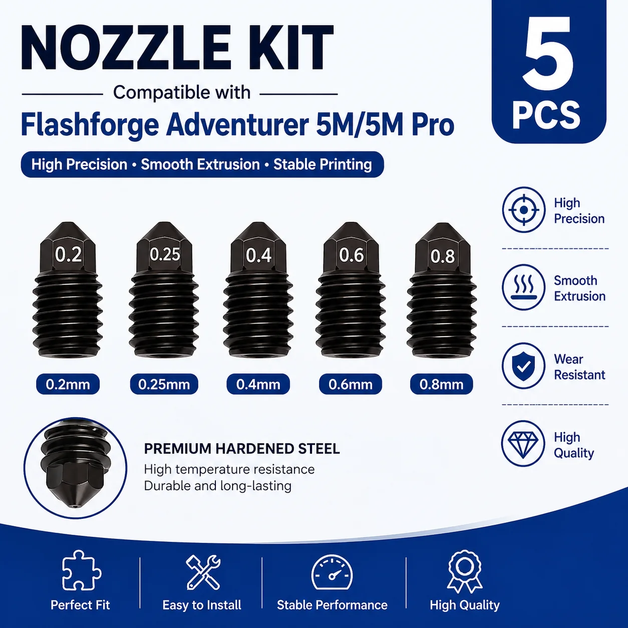 Kit de Bicos de Latão e Aço Te - Nozzle 0.4Mm Hardened avaliação e preço