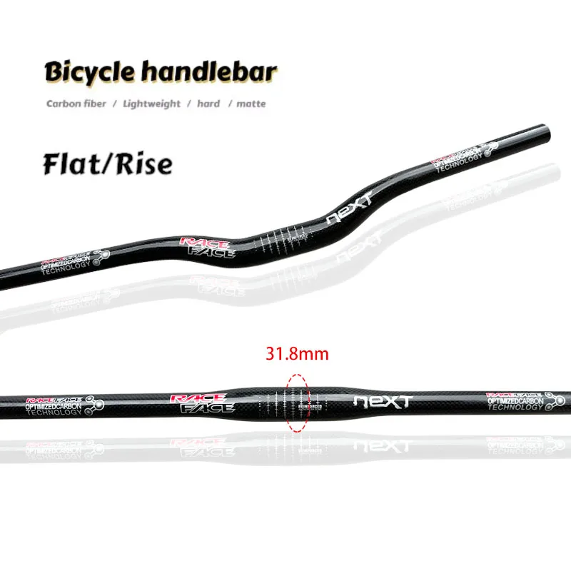 Race Face Next 3K Glossy Carbon Mountain Bike Handlebar Flat/Rise 31.8mm Diameter Multiple Sizes Available 600-760mm