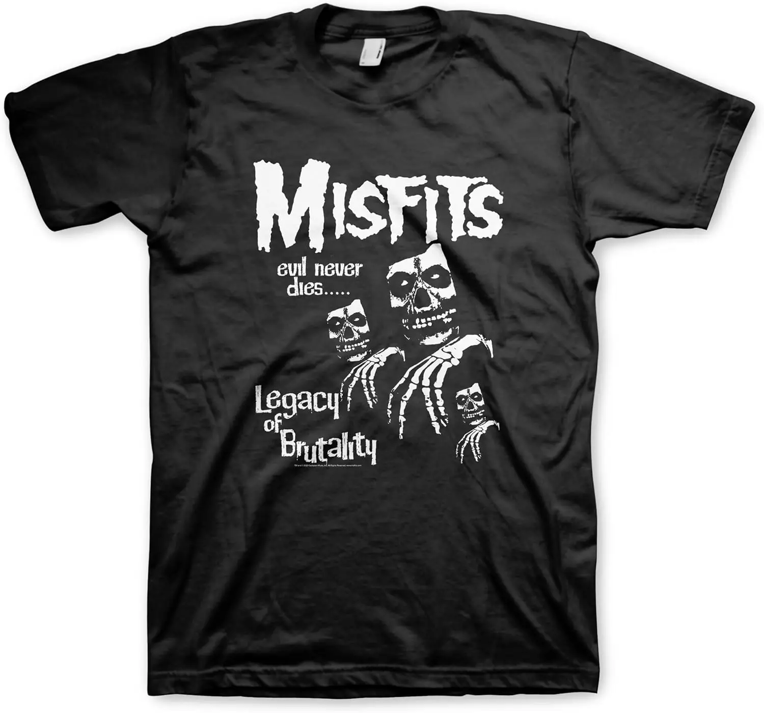 Misfits Evil Never Dies Legacy of Brutality Mens Short Sleeve T Shirt Horror Punk Rock Graphic Tees