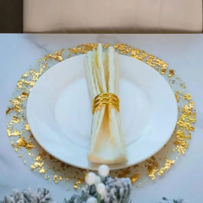 10-Pack Metallic Gold Round Table Mats - Heat-Resistant Placemats for Dining, Tea Time & Special Occasions, Elegant Table