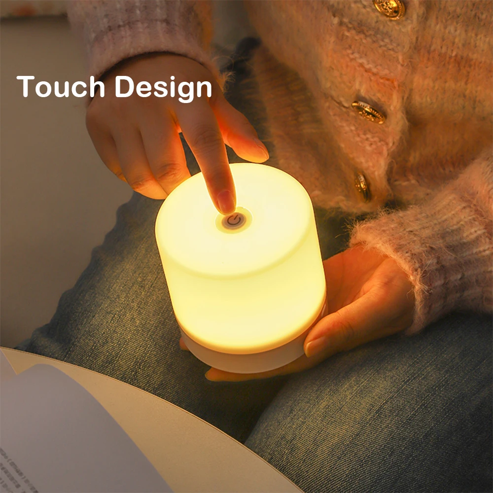 USB Rechargeable Touch Bedside Lamp 3 Colors Eye Protection Stepless Dimming For Bedroom Reading Table Lamp Led Night Light