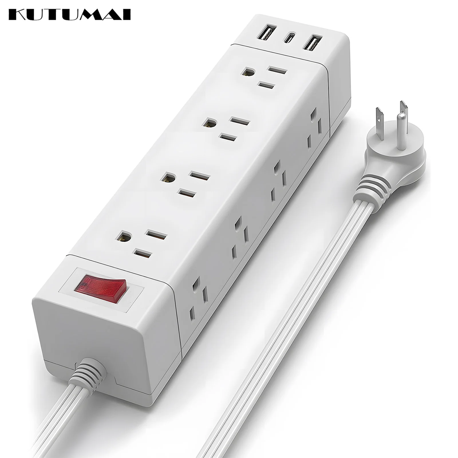 Multiple Outlets Power Strip 12 way Socket with USB Ports US Plug Electrical Extension Cord Wall Mount Flat Plug for Home Office