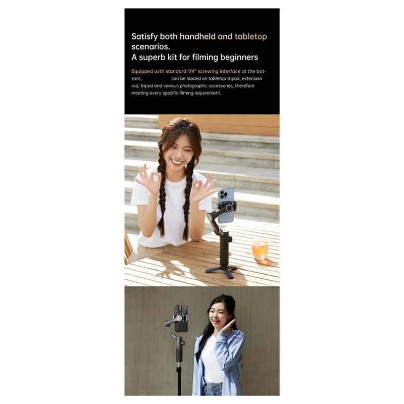 

AT82-Gimbal Stabilizer Phone Holder 3-Axis With Fill Light Handheld Video Recording Anti-Shake