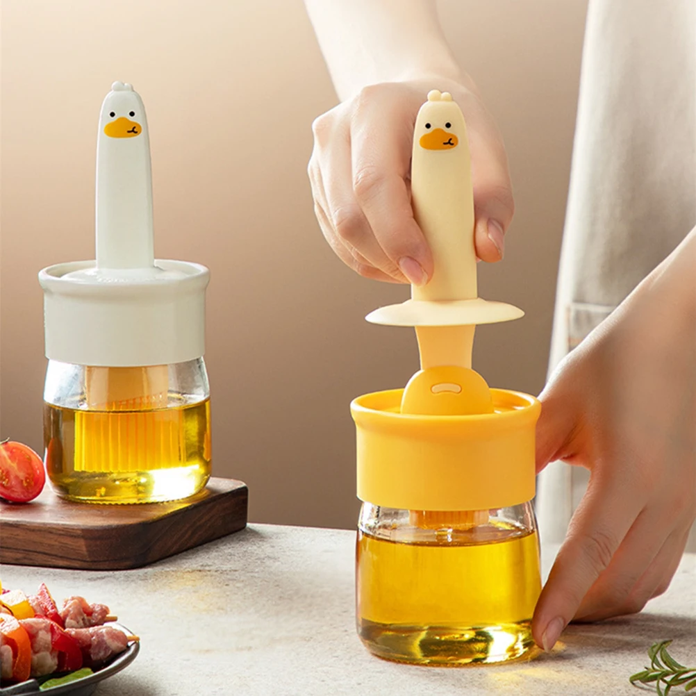 

2 Pcs White Silicone Brush Bottle Kitchen Gadget Leak Proof Oil Leak-Proof Bottle Dispenser Oil Container Storage
