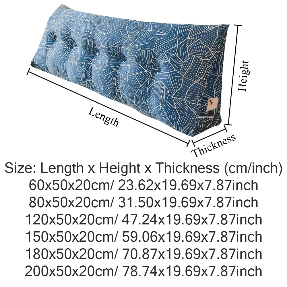 1PC Triangular Headrest Bed Cotton and Linen Anti-collision Soft-padded Large Backrest Lumbar Support Pillow Detachable Washable